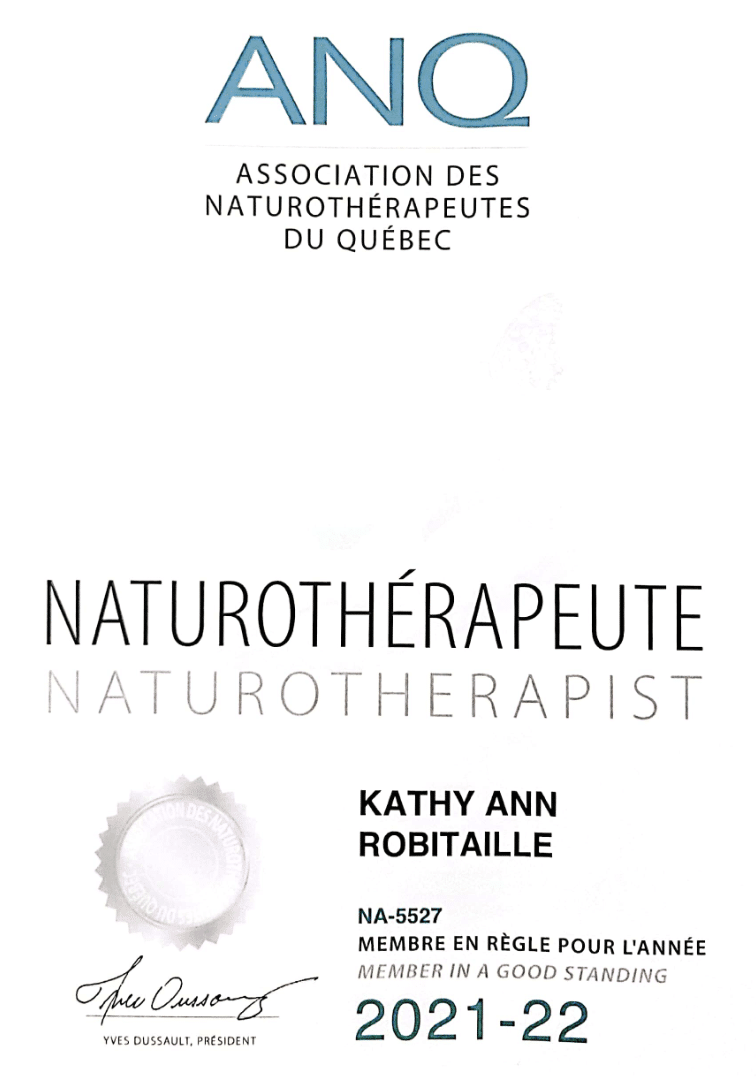 Membre de l'association des naturothérapeutes du Québec (ANQ)